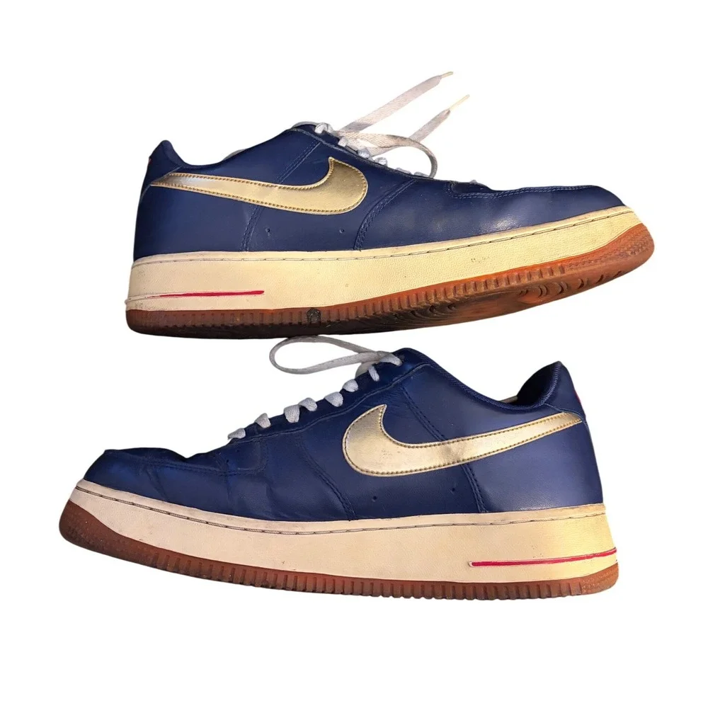 Nike Air Force 1‎ Low Olympic Mens Size 9.5 Blue Gold USA Sneakers 488298-406